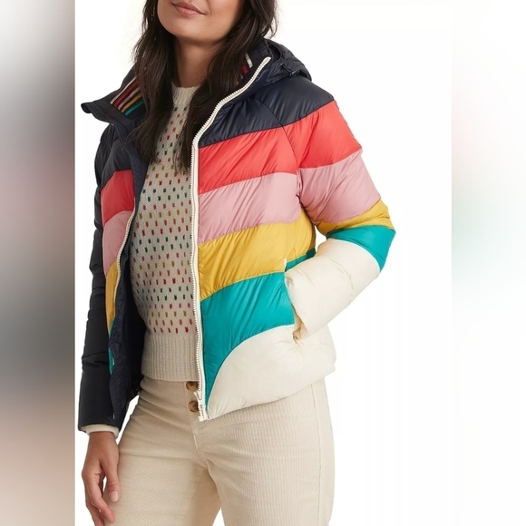 Marine layer Apres Puffer in Navy Rainbow Wave - Picture 4 of 10